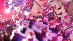 Gate dress hats red eyes fences bats remilia scarlet touhou 