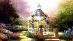 Gate Garden roads houses gates gazebo