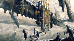 Gates mythology Norse floating artwork fantasy art stairways