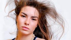 Girl brunette shock tangled