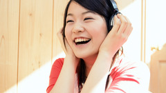 Girl Music headphones asians Laughs