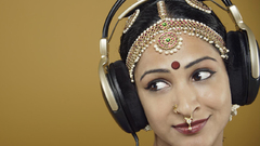 Girl Music woman headphones indian