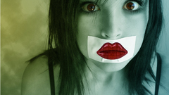 Girl red silence abstract lips asian