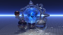 Glass bright abstract crystal spheres quartz digital art