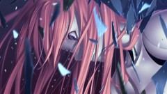 Glass faces action pink hair long hair anime girls blue eyes 