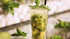 Glass ice cocktail mint drinks mojito