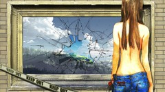 Glass jeans anime girls brown eyes jeans panties Emanon 