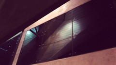 Glass modern architecture reflections projection indoors