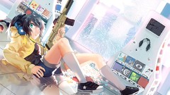 Glass weapons Guns headphones socks Shorts bullet holes 