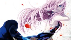 Glass wind white dress pink hair long hair blue eyes vocaloid 