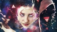 Glass woman abstract liquid faces blue eyes susan coffey 