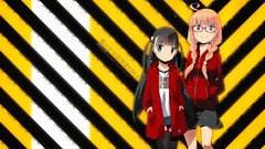 Glasses blondes skirts long hair anime girls green eyes brown 