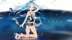 Glasses blue hair long hair anime girls blue eyes pixiv 