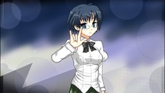 Glasses blue hair school uniforms fan art short hair katawa 