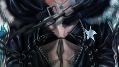 Glasses chains long hair anime girls blue eyes green eyes black 