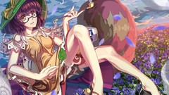 Glasses dress smoking pipes anime girls touhou futatsuiwa 