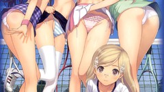 Glasses fault blondes anime girls brown eyes brunettes open 