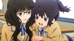 Glasses Friends Ribbons schoolgirls school desks jackets long 