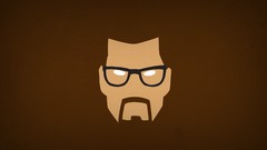 Glasses Gordon Freeman half-life brown background minimalistic 