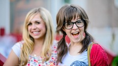 Glasses grapefruits smiling violinist Lindsey Stirling