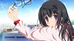 Glasses long hair school uniforms braids seifuku black hair to 