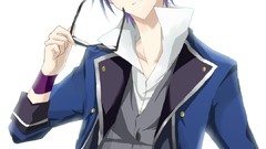 Glasses male blue eyes short hair black hair k project Simple 