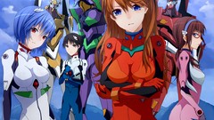 Glasses red eyes blue hair long hair anime girls blue eyes 