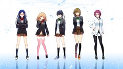 Glasses red eyes blue hair long hair anime girls blue eyes 