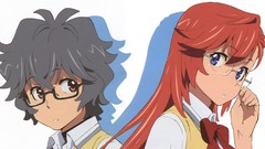 Glasses Ribbons blue eyes brown eyes brunettes school uniforms 