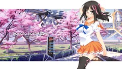 Glasses skirts anime girls green eyes school uniforms black 