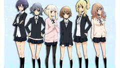 Glasses socks blondes skirts blue hair long hair anime girls 