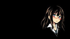 Glasses tie black background schoolgirls earrings blush long 