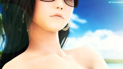 Glasses vampire long hair black hair 3D girls bello rostro