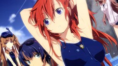 Glasses wet blue hair anime girls blue eyes ano natsu de 