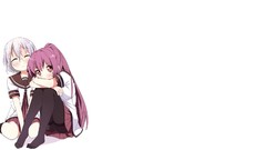 Glasses white background white hair long hair closed eyes 