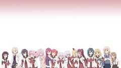 Glasses white hair red eyes blondes hugging blush blue hair 