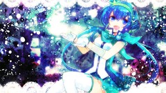 Gloves blue hair anime girls blue eyes short hair vocaloid 