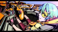 Gloves glasses green hair