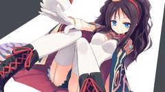 Gloves sitting Pokemon bracelets smiling long hair anime girls 