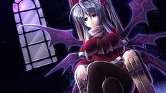 Goddess red dress long hair anime girls ponytails touhou video 