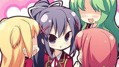 Gold Chibi long hair blue eyes maki green hair seifuku game cg