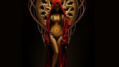 Gold red abstract brown 3d fantasy art black girl