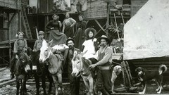 Gold sepia Canada rush historical cities Donkeys