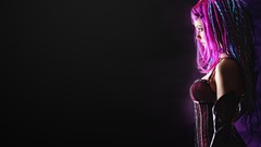 Gothic pink woman corset dark background cybergoth