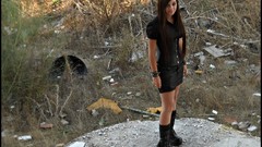 Gothic woman outdoors boots brunettes models maria decadence 