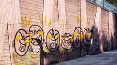 Graffiti smiling mural spray paint