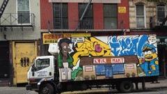 Graffiti The Simpsons buildings trucks streets cityscapes Apu 