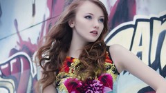 Graffiti woman blondes blue eyes models pale skin Olesya 