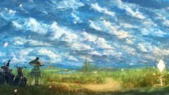 Grass clouds sky scenic Bou