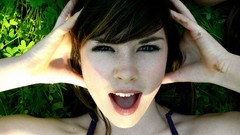 Grass Green woman brunettes open mouth melinda sherril